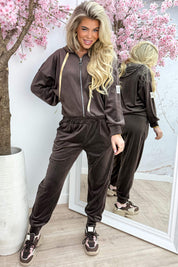 Velvet perfect embleem comfy co-ord - Bruin