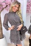Checkered and wanted layer dress - Bruin