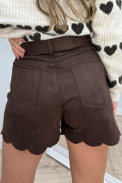 Wavy suede look short - Bruin