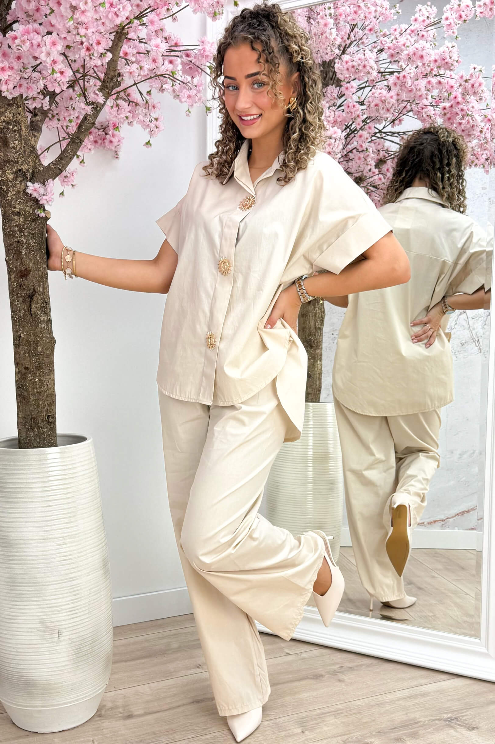 Golden Sunrise Brooch Co -ord - Beige