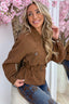 Veste en simili cuir avec ceinture - Cognac