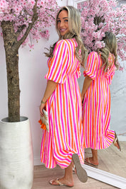 Sunny stripes cotton dress - Oranje