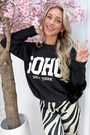 Soft knitted soho trui - Zwart