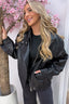 Cool girl oversized leather look bomber - Black