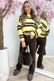 Let it snow stripe trui - Geel