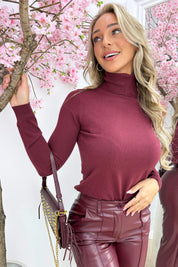 Best basic coll topje - Dk. rood