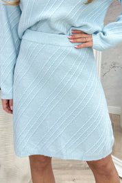 Pattern knitted skirt - Sky blue