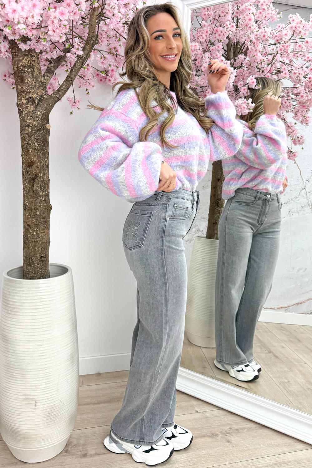 Candy stripe trui - Lila