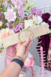 Suede look glitter stretch riem - Goud