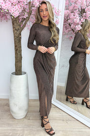 Diamond draped maxi dress - Bruin