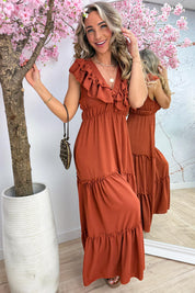 Malibu ruffle dress - Roest