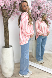 Perfect embleem stripe trui - Roze