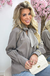 Bow babe topje - Taupe