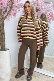 Straight leg stripe pantalon - Bruin