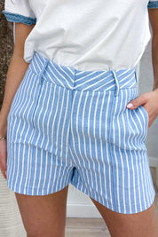 All striped up short - Sky blue