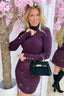Golden buttons only ribbed topje - Berry purple