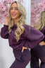 Pull bouffant coeurs argentés - Violet baie