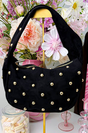 Suede stud bag - Zwart