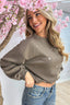 Pull bouffant coeurs argentés - Dk. taupe
