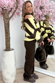 Wrapped in striped vest (incl. sjaal) - Geel