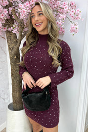 Diamond knitted dress - Bordeaux