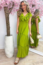 Malibu ruffle dress - Olijf