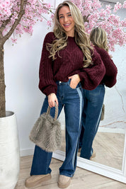 Feeling frosty cable trui - Bordeaux