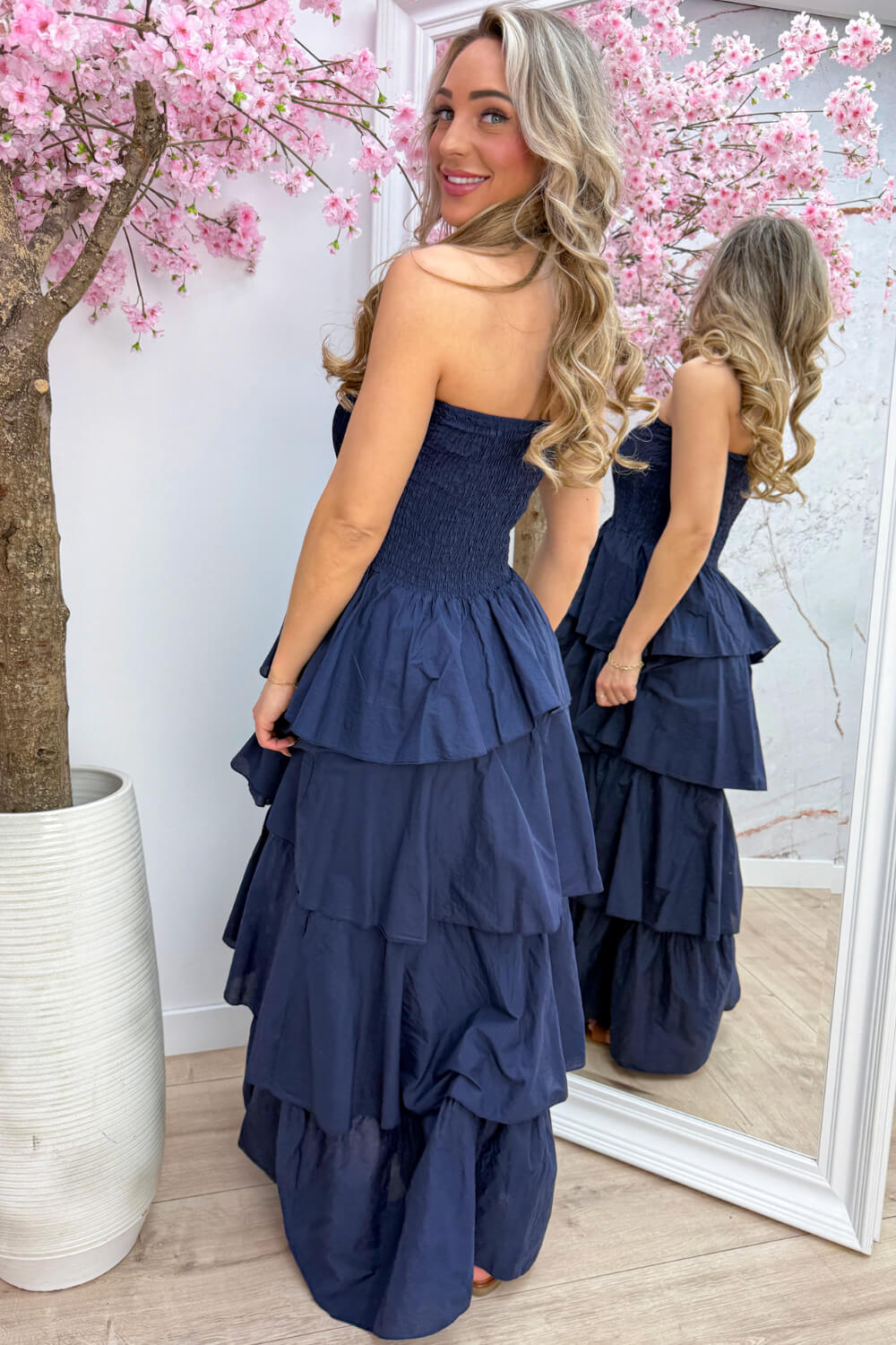 Marbella cotton ruffle dress - Navy