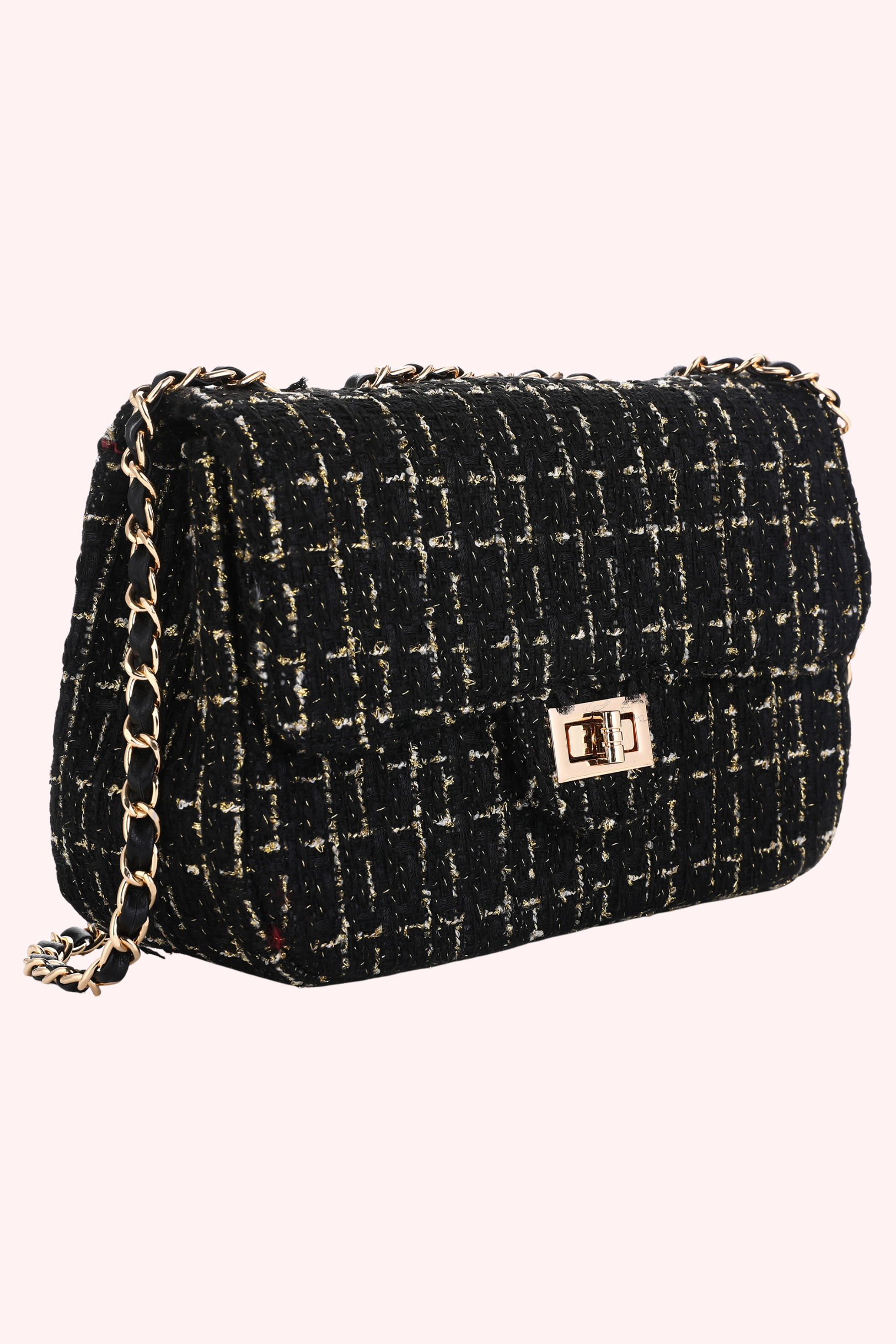 Goldie Lurex Tweed Bag - Black
