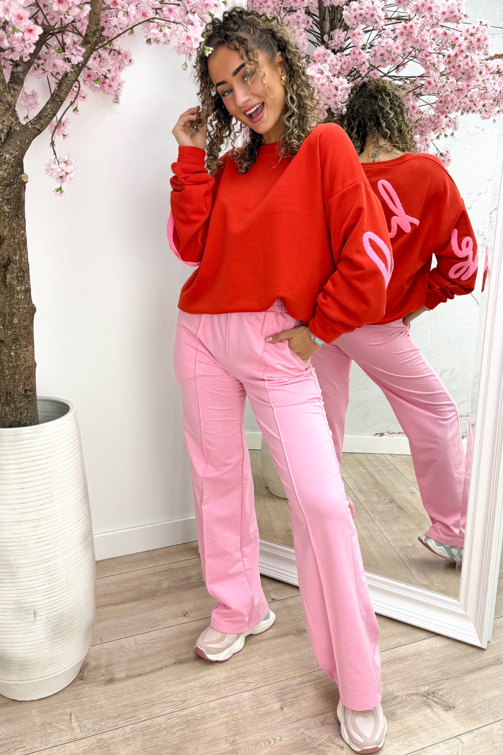 Sii felice maglione oversize - rosso