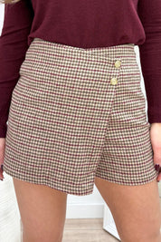 Checkered button skort - Bordeaux