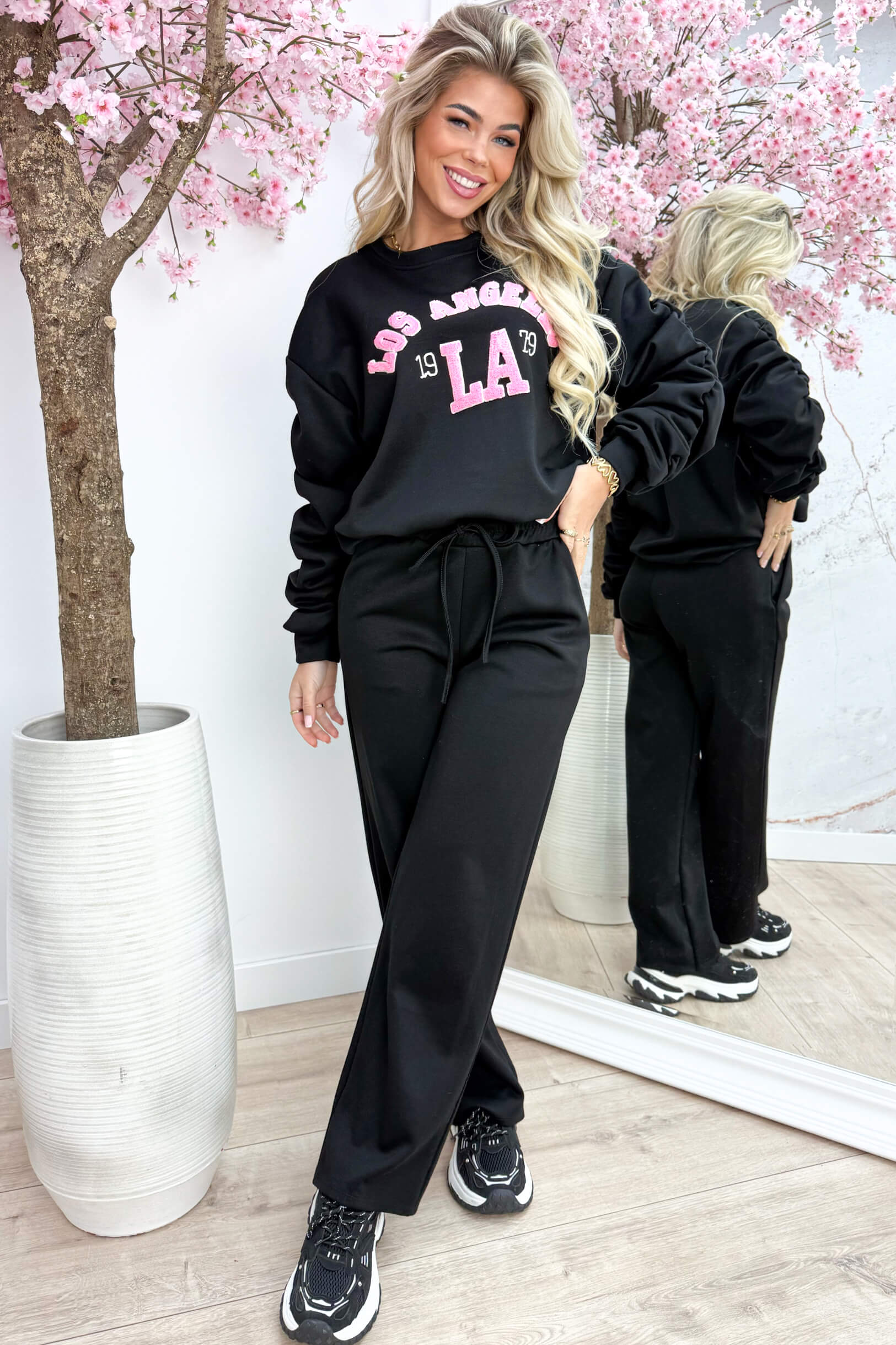 Smocked la comfy co-ord - Zwart