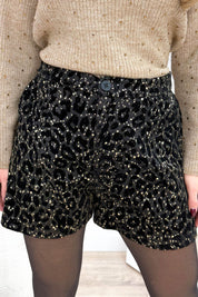Glamorous leopard short - Zwart