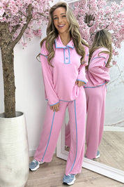 Comfy club stripe co-ord - Lollypop roze