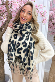 Leopard sjaal - Beige