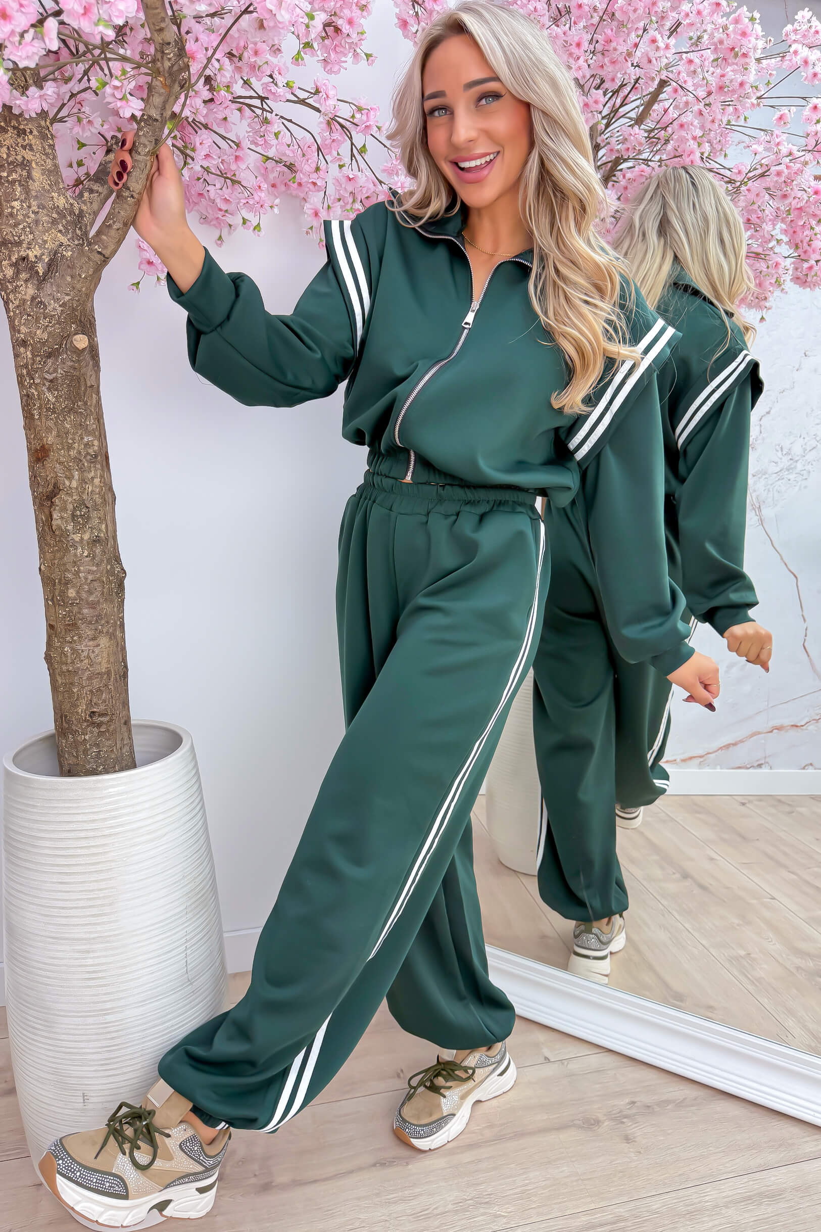 Plans can wait comfy co-ord - Dk. groen