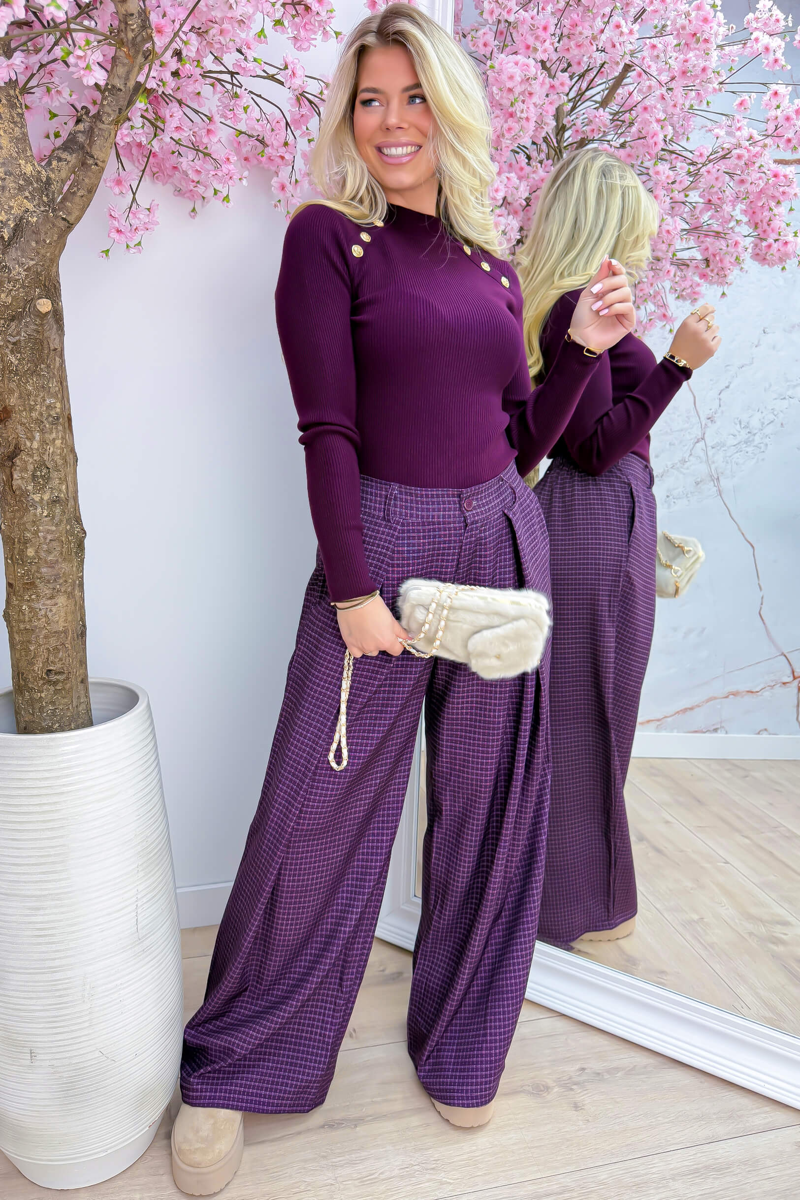 Buttoned beauty topje - Berry purple