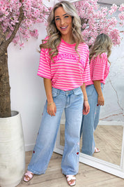 Côte d’Azur striped T-Shirt - Lollypop roze