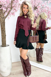Golden broche blouse - Bordeaux