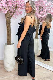Ruffle glow co-ord - Zwart
