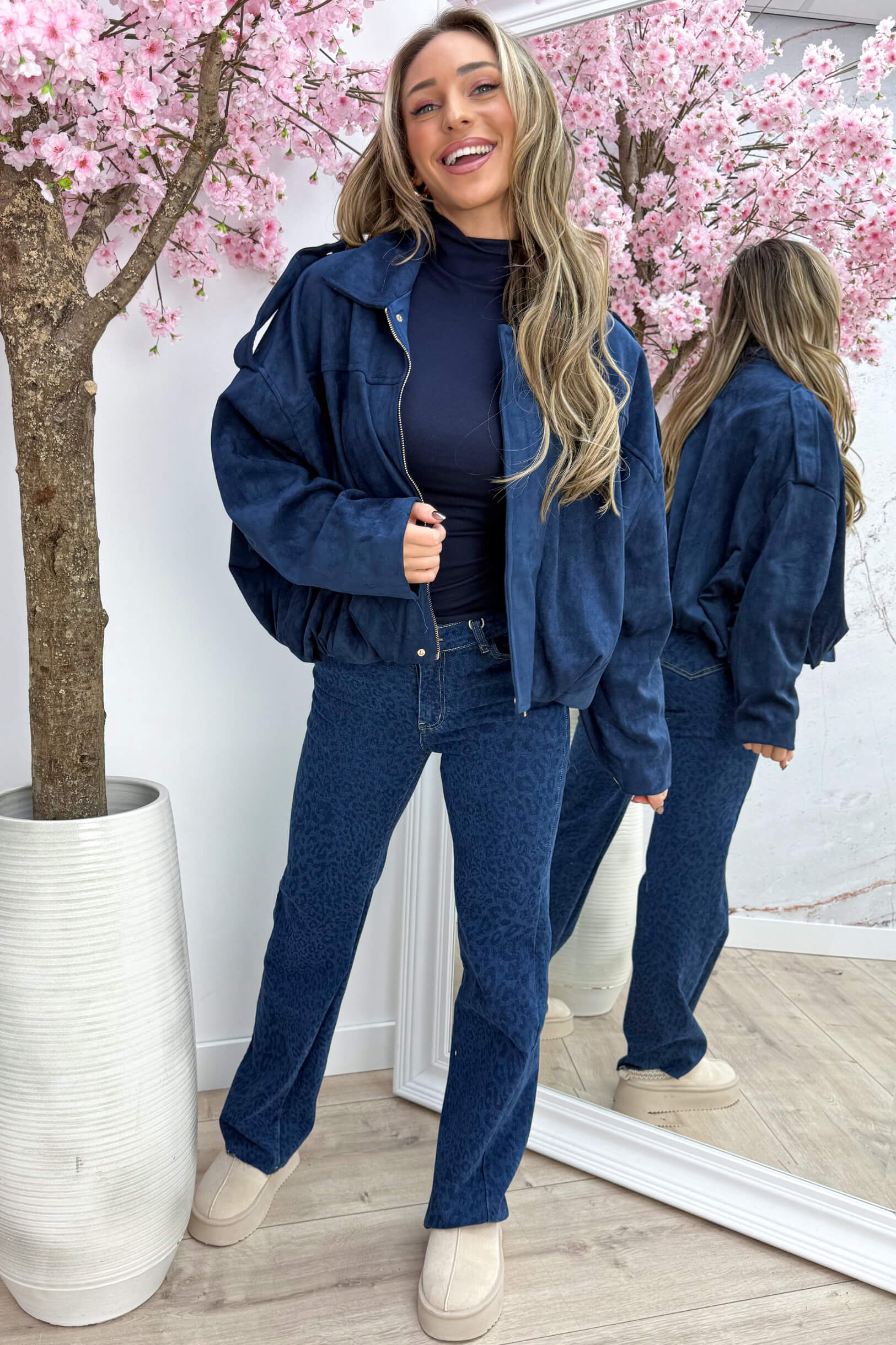 Autumn feelings suede look bomber - Navy