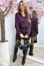 Joyfull silky blouse - Dk. paars