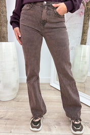 Braided straight leg jeans YY6698YI3 - Bordeaux