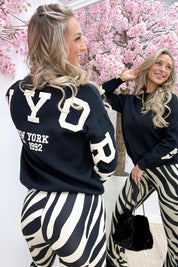 Soft new york tweed trui - Zwart