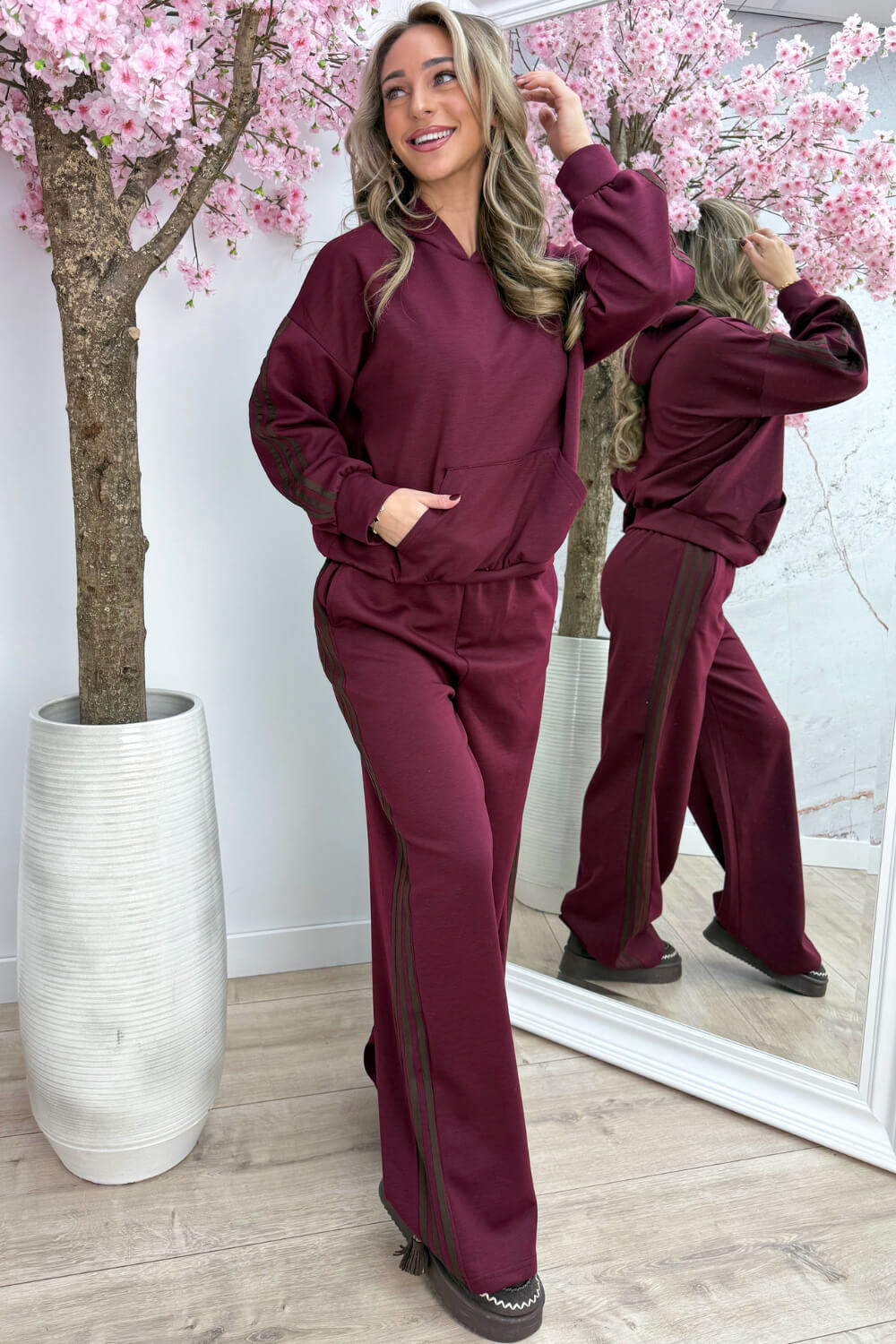 Triple stripes comfy co-ord - Bordeaux