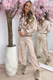 Striped leopard comfy co-ord - Taupe
