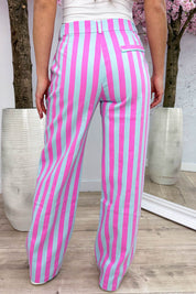 Striped straight leg jeans - Sky blue