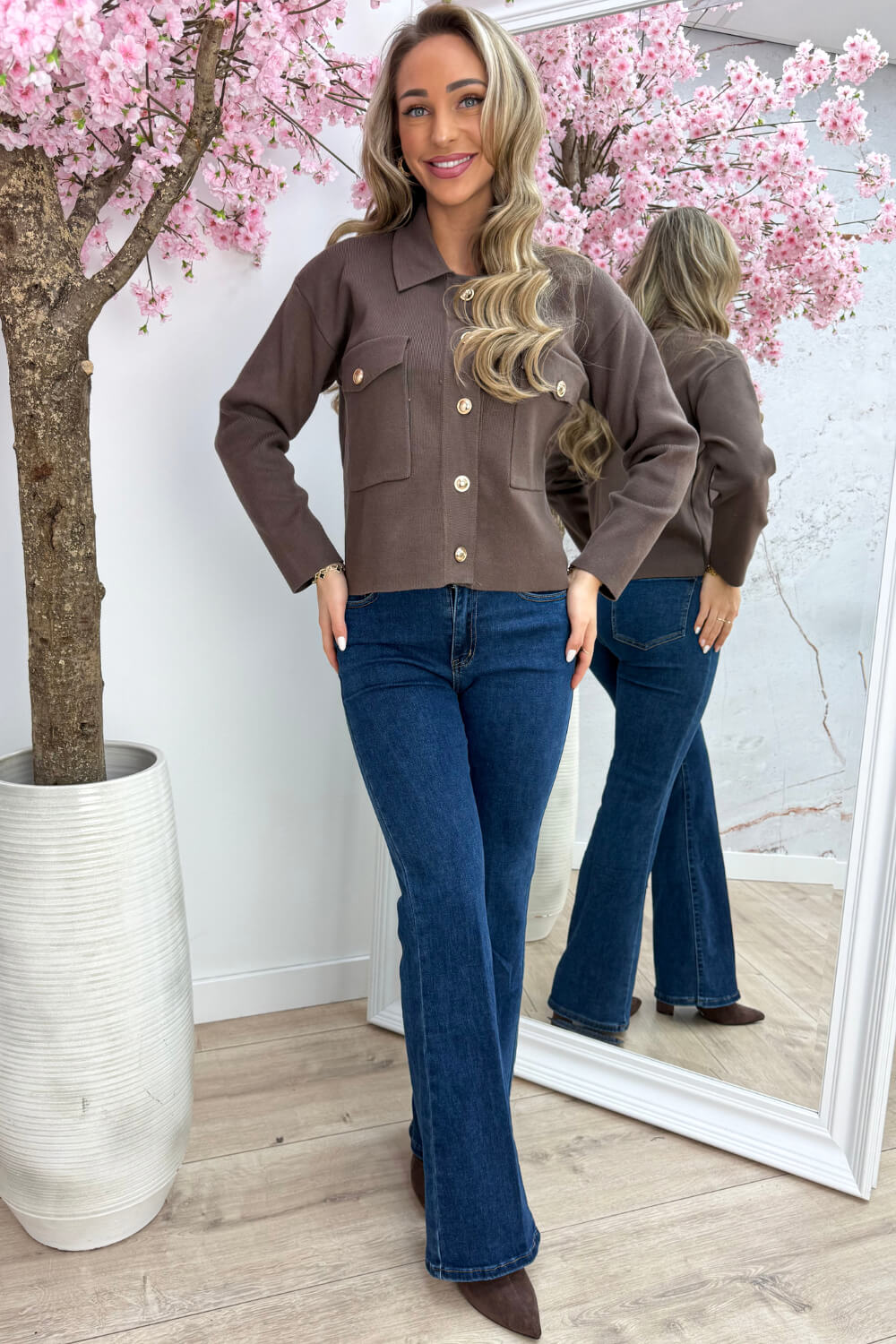 Timeless gold button topje - Bruin