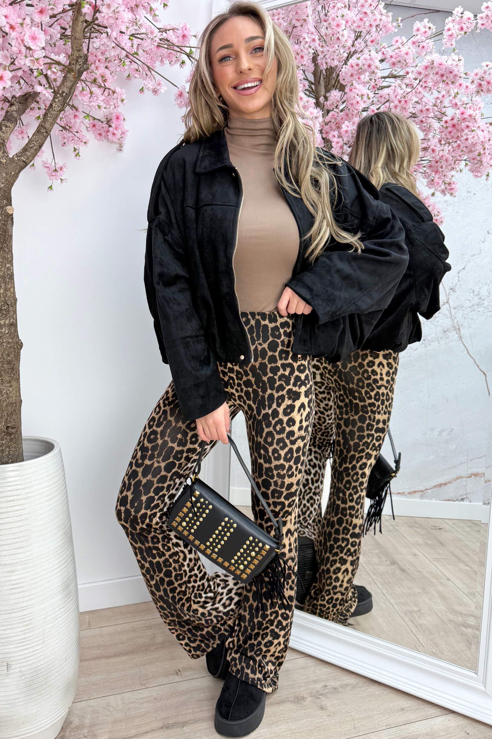 Autumn feelings suede look bomber - Zwart