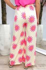 Sunny side flowy pants - Geel